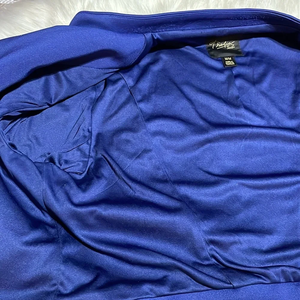Thalia Sodi Royal Blue Double Breated Cropped Jacket Gold Zippers -M-#0089 - Picture 10 of 12